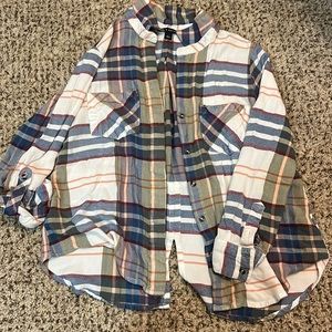 Plaid Zach & Rachel flannel, super soft but not a lot of give